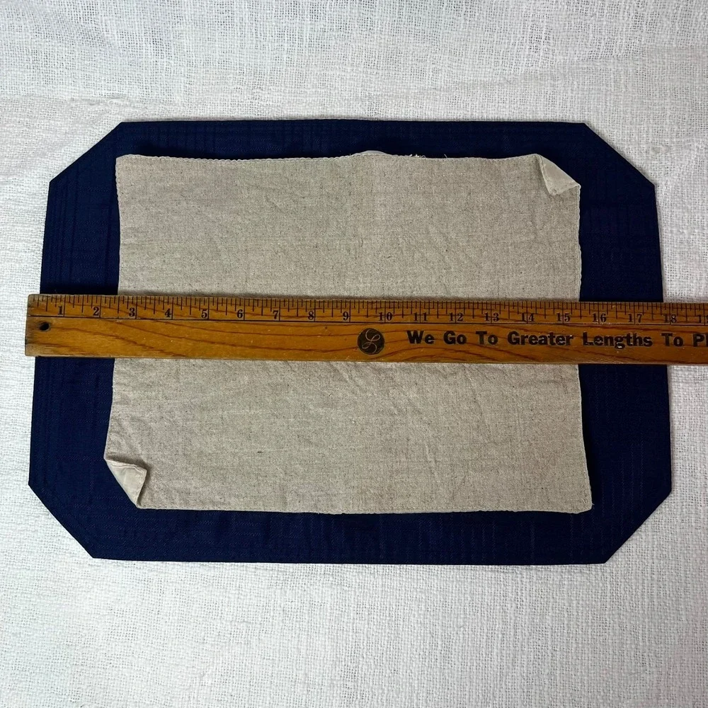 Vintage Placemat Navy Beige Rustic Cotton 8-Piece Set Cottagecore Rustic Kitchen